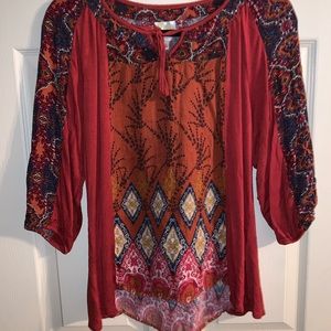 Red boho design blouse